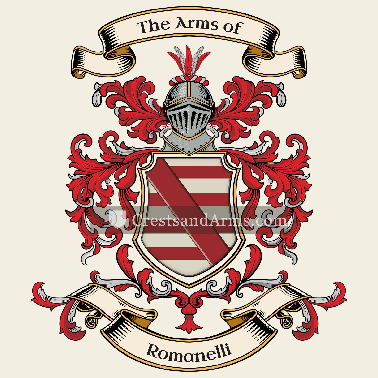 The Romanelli coat of arms, drawn from the recorded blazon