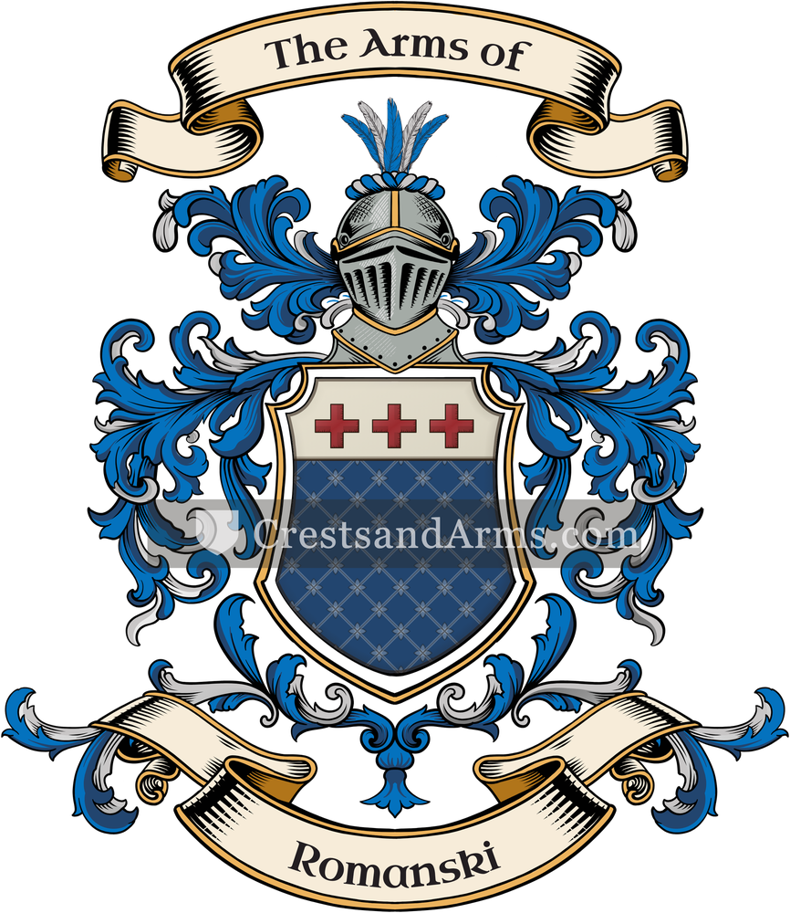 The Romanski coat of arms, drawn from the recorded blazon
