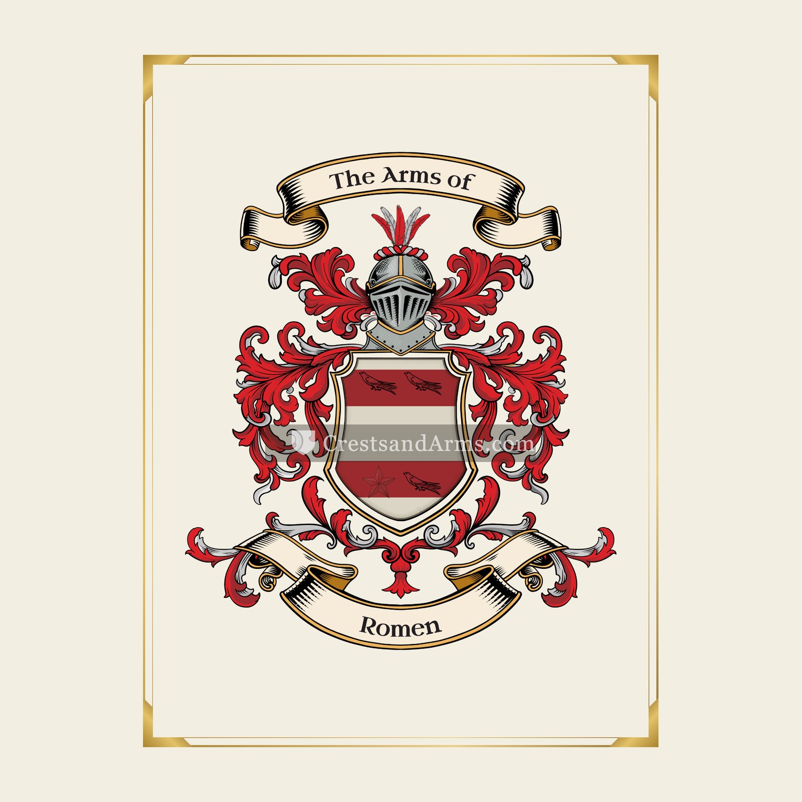 With gold border