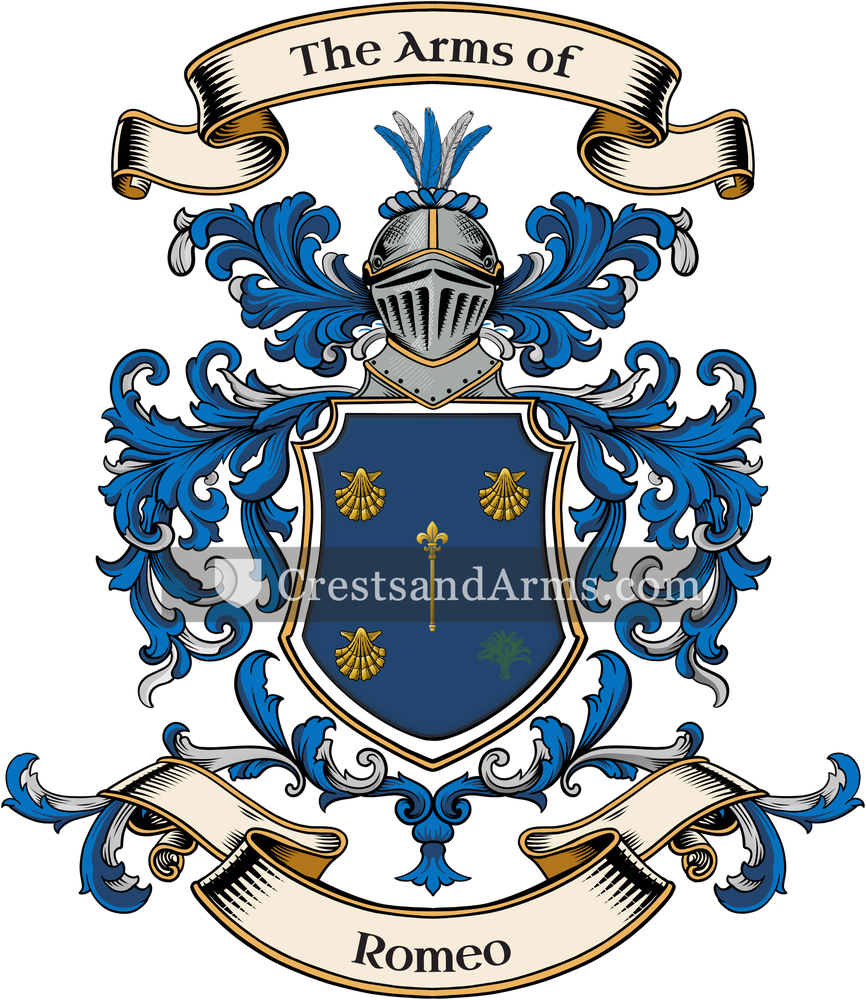 The Romeo coat of arms, drawn from the recorded blazon