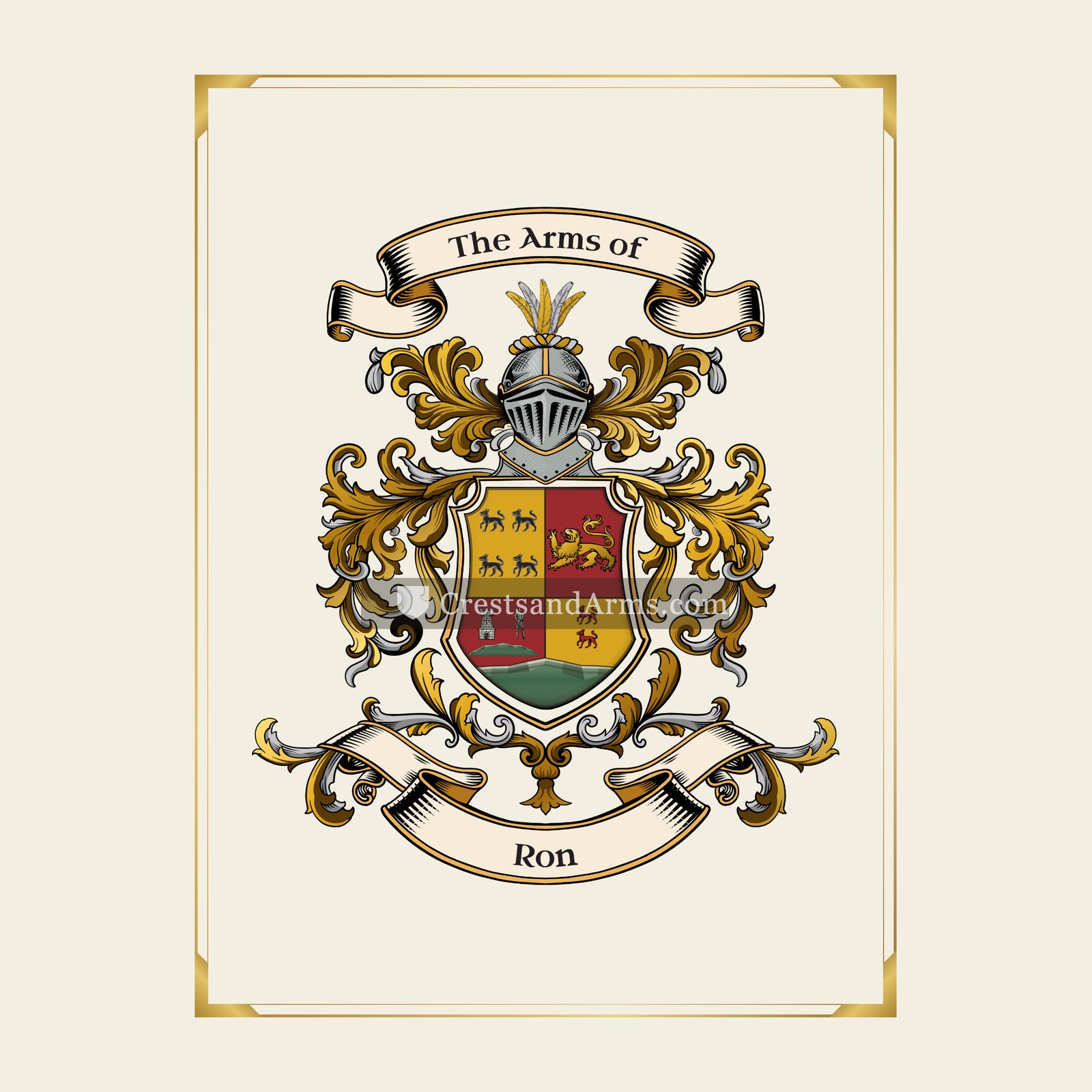 With gold border