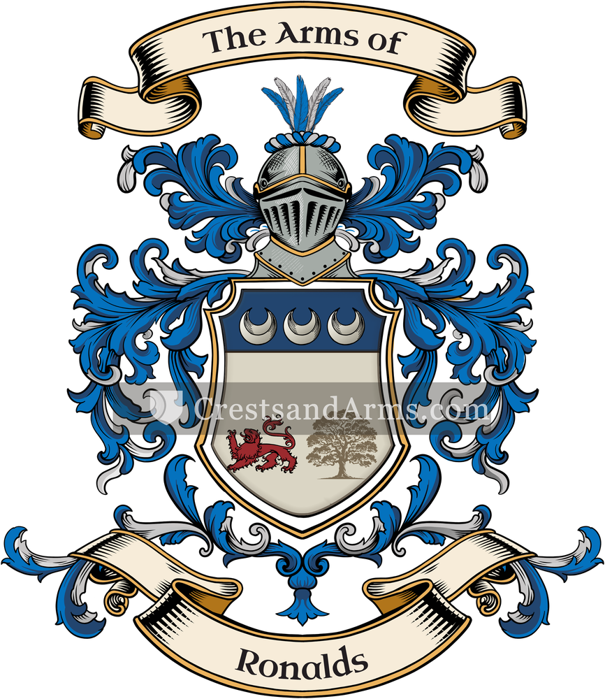 The Ronalds coat of arms, drawn from the recorded blazon