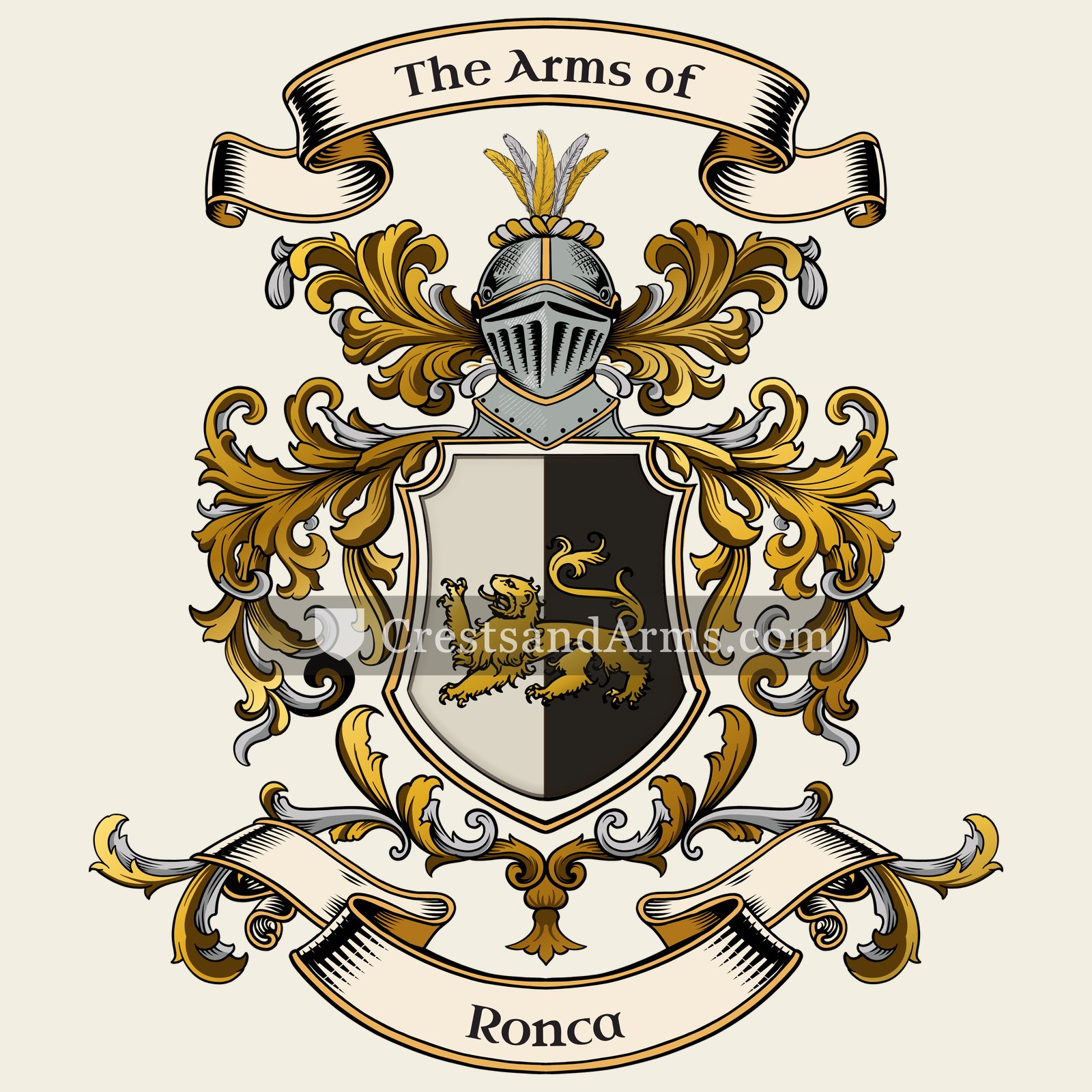 The Ronca coat of arms, drawn from the recorded blazon