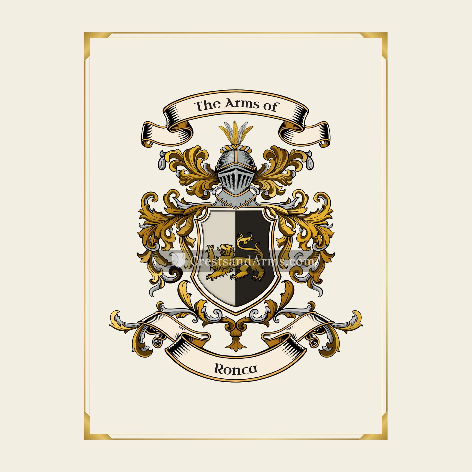 With gold border