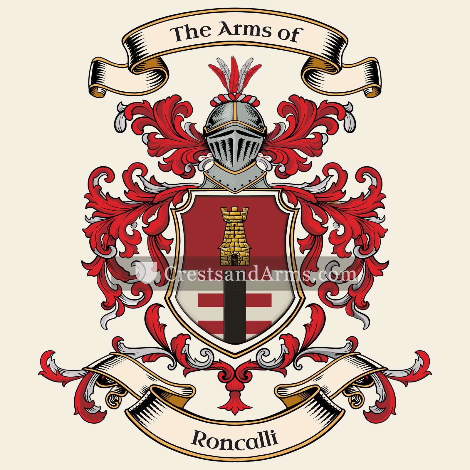The Roncalli coat of arms, drawn from the recorded blazon