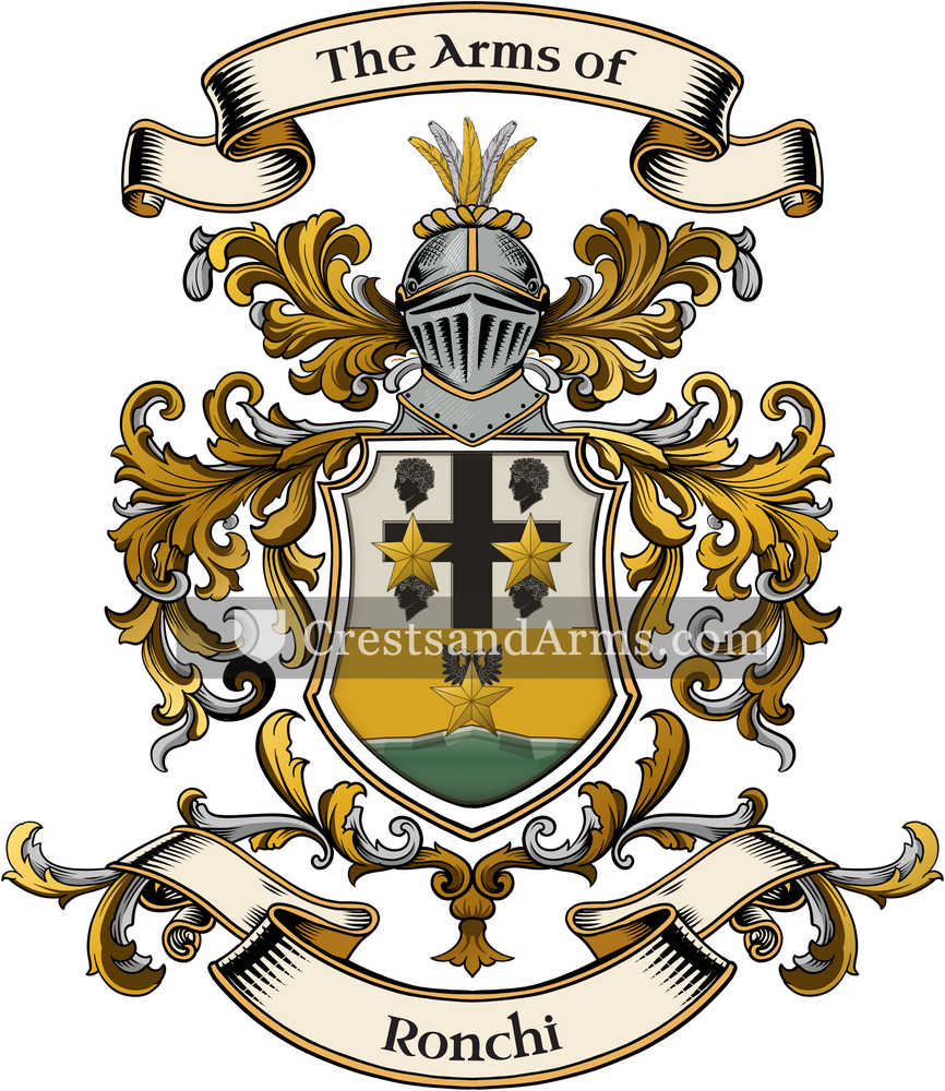The Ronchi coat of arms, drawn from the recorded blazon