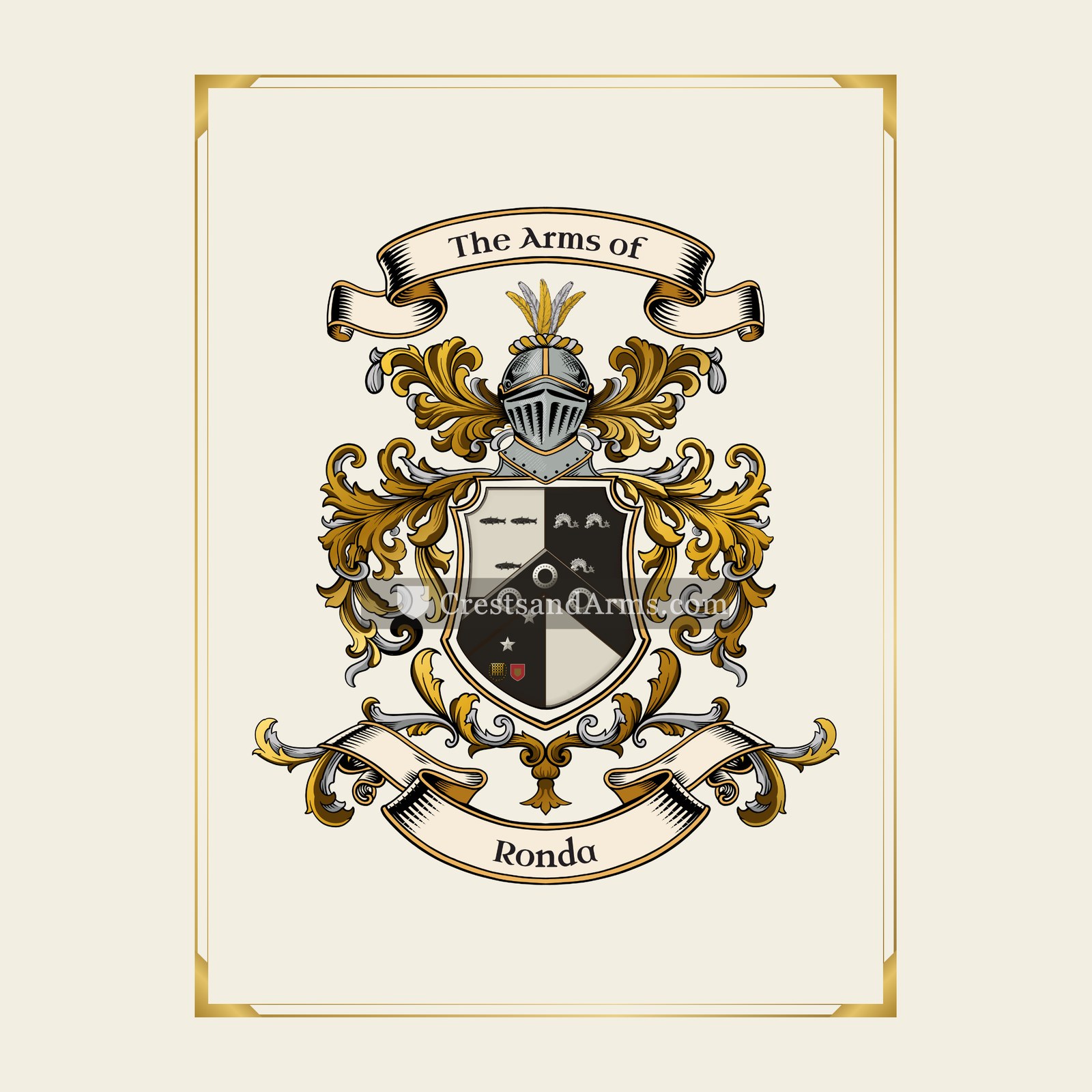 With gold border