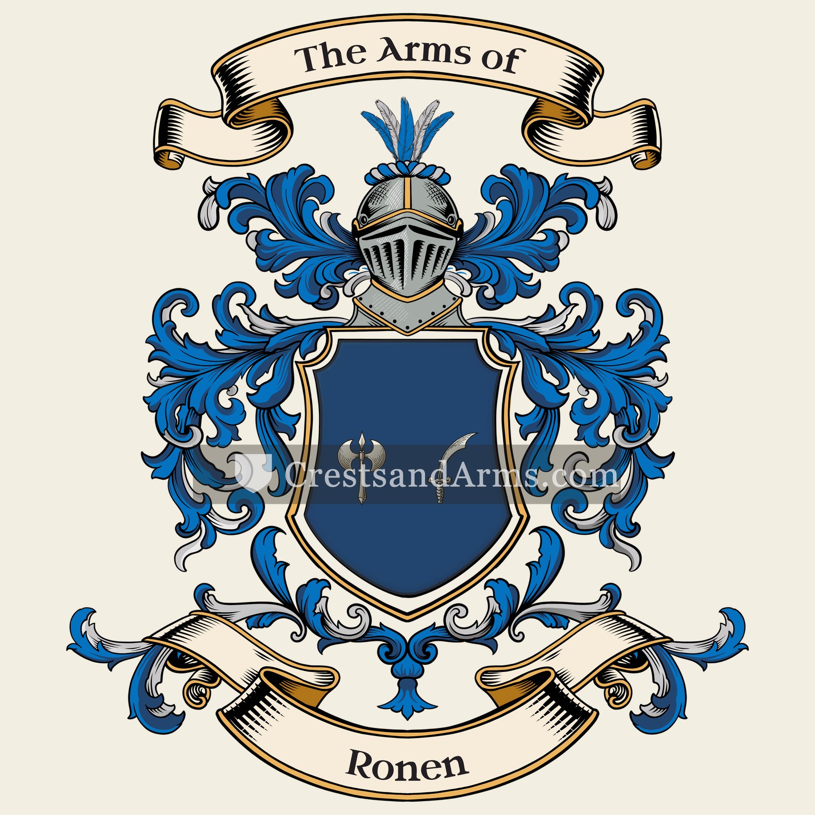 The Ronen coat of arms, drawn from the recorded blazon