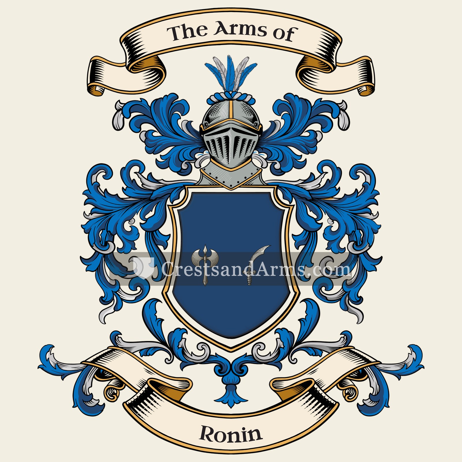 The Ronin coat of arms, drawn from the recorded blazon