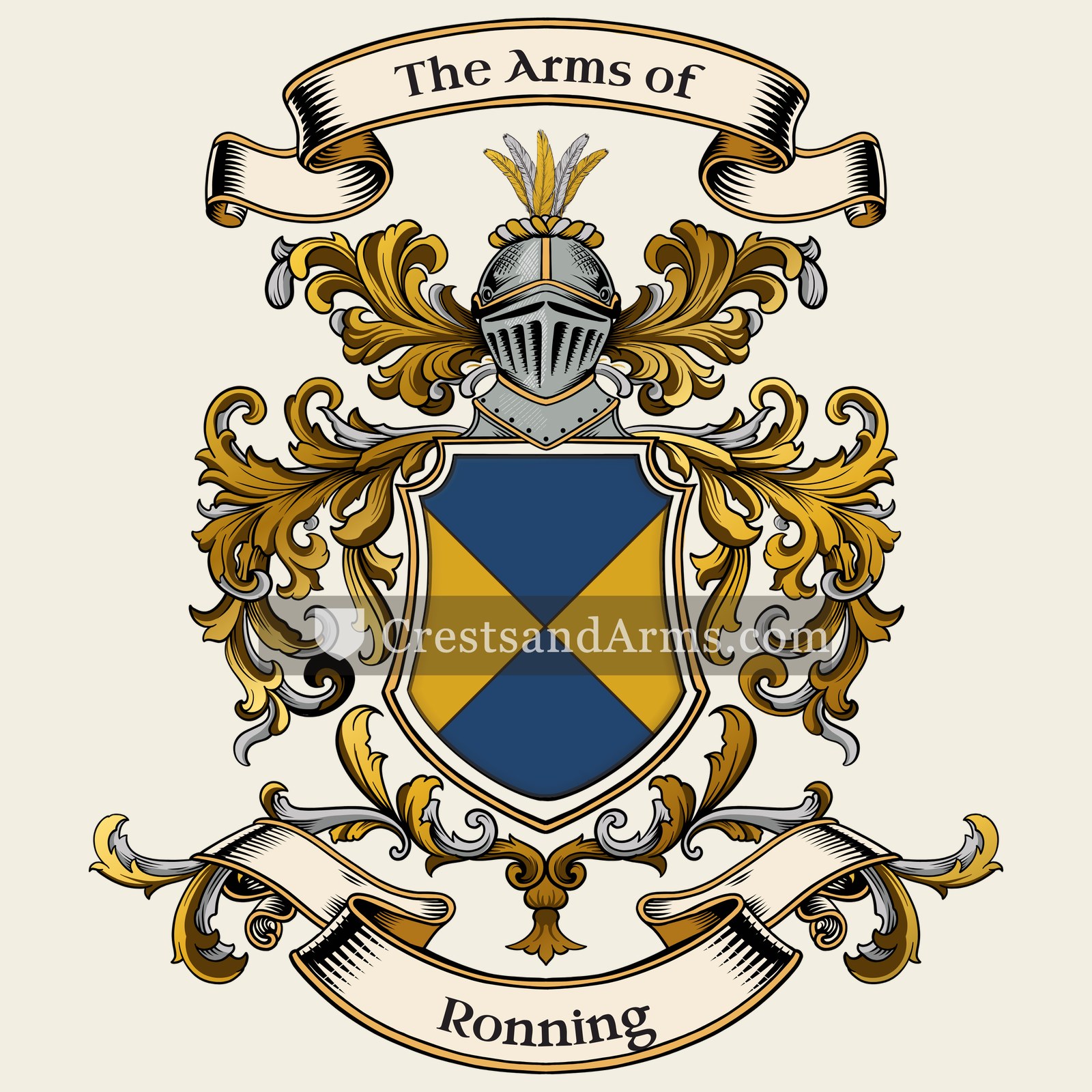 The Ronning coat of arms, drawn from the recorded blazon