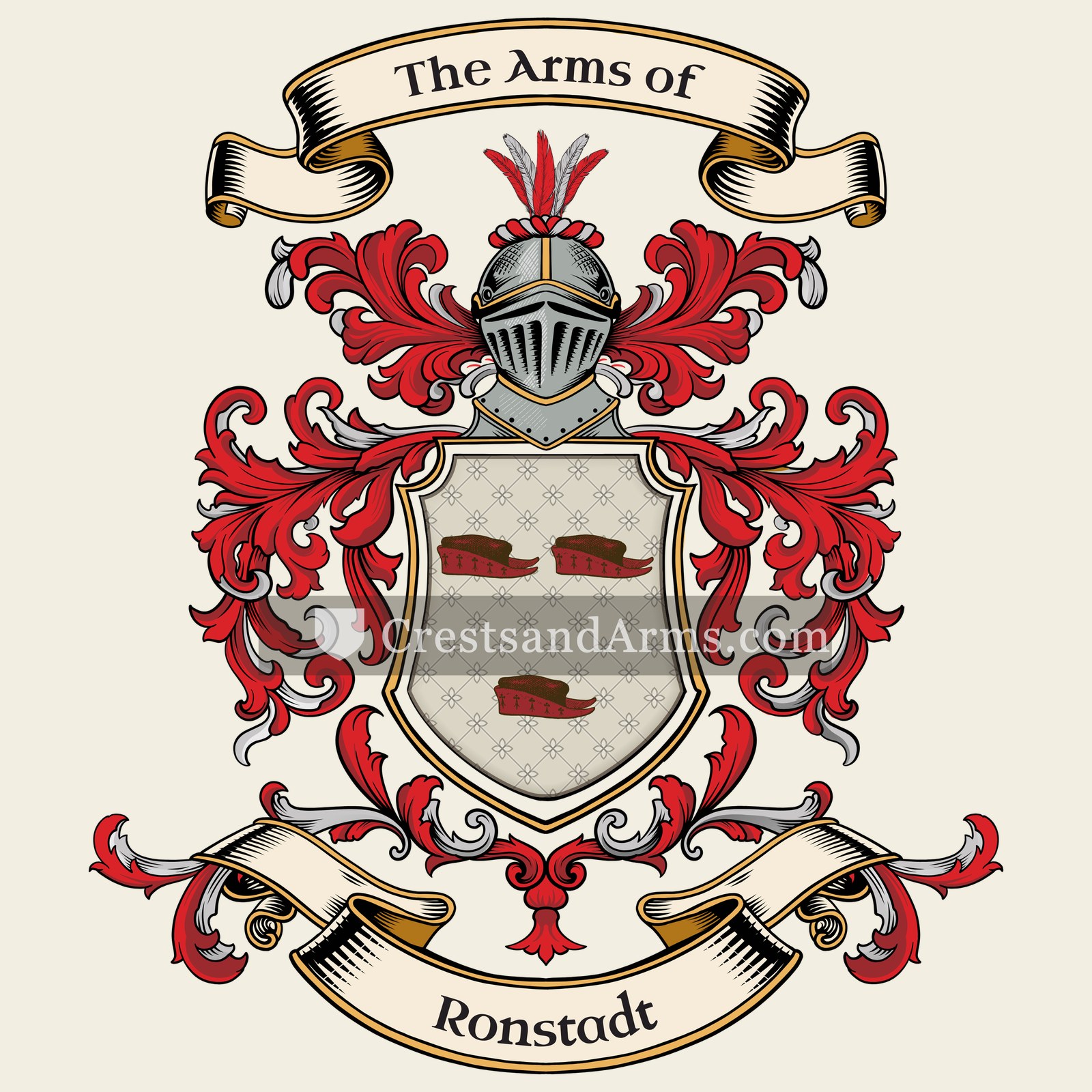The Ronstadt coat of arms, drawn from the recorded blazon