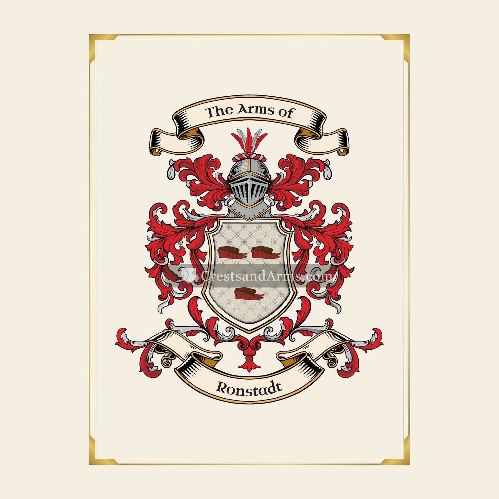With gold border