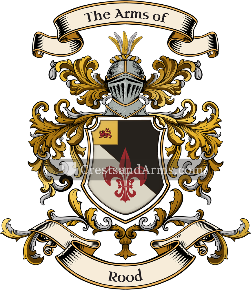 The Rood coat of arms, drawn from the recorded blazon