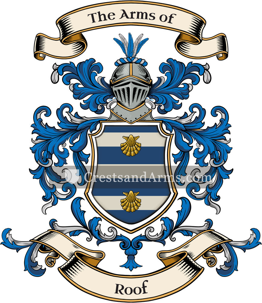 The Roof coat of arms, drawn from the recorded blazon