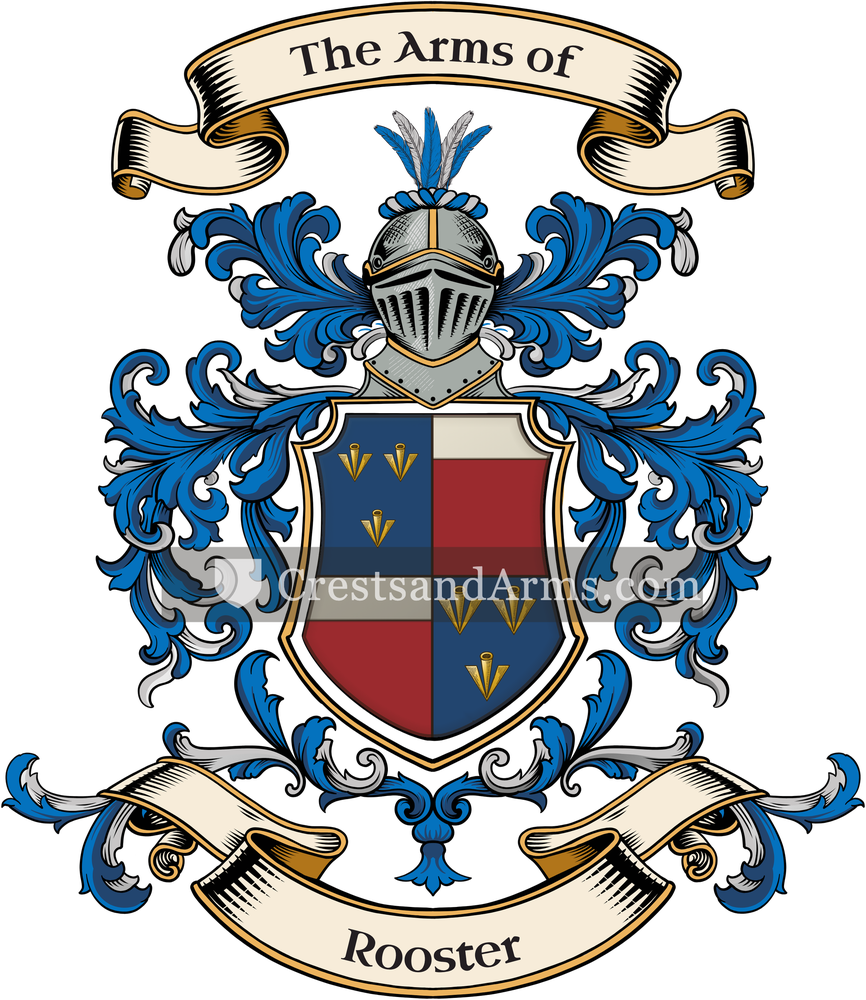 The Rooster coat of arms, drawn from the recorded blazon