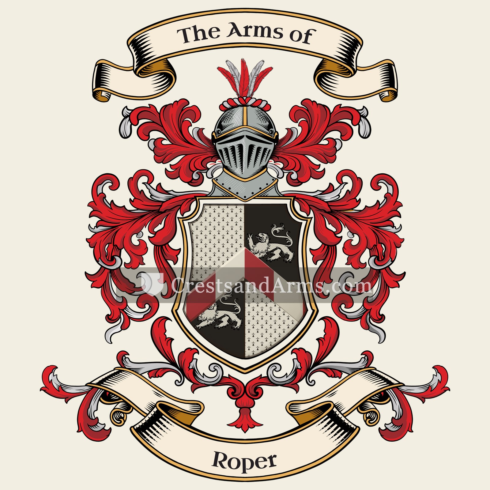 The Roper coat of arms, drawn from the recorded blazon
