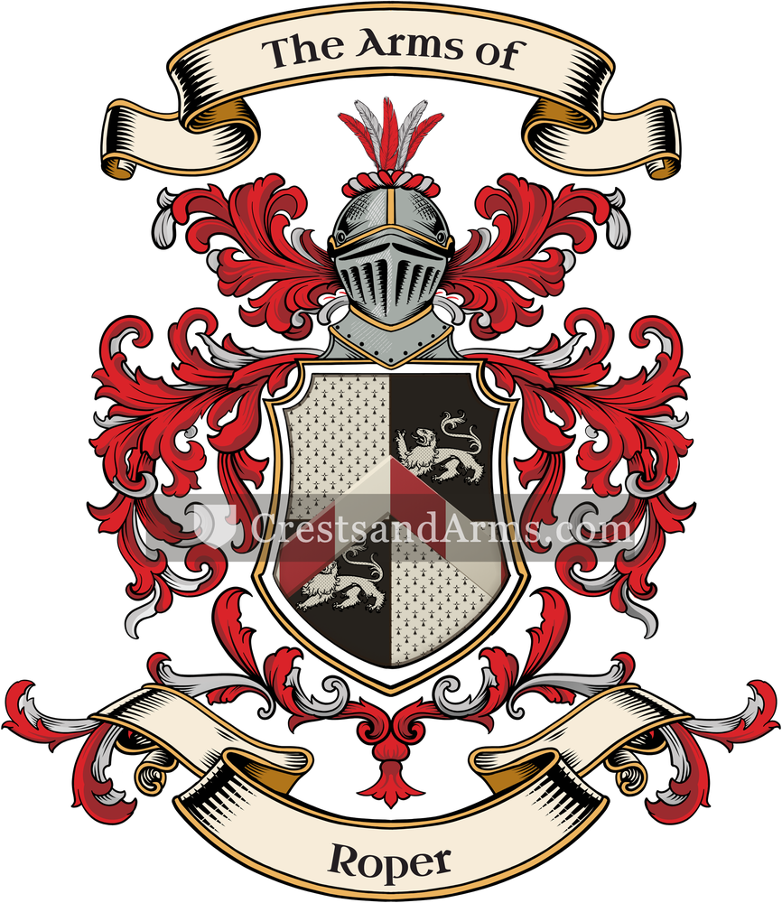 The Roper coat of arms, drawn from the recorded blazon