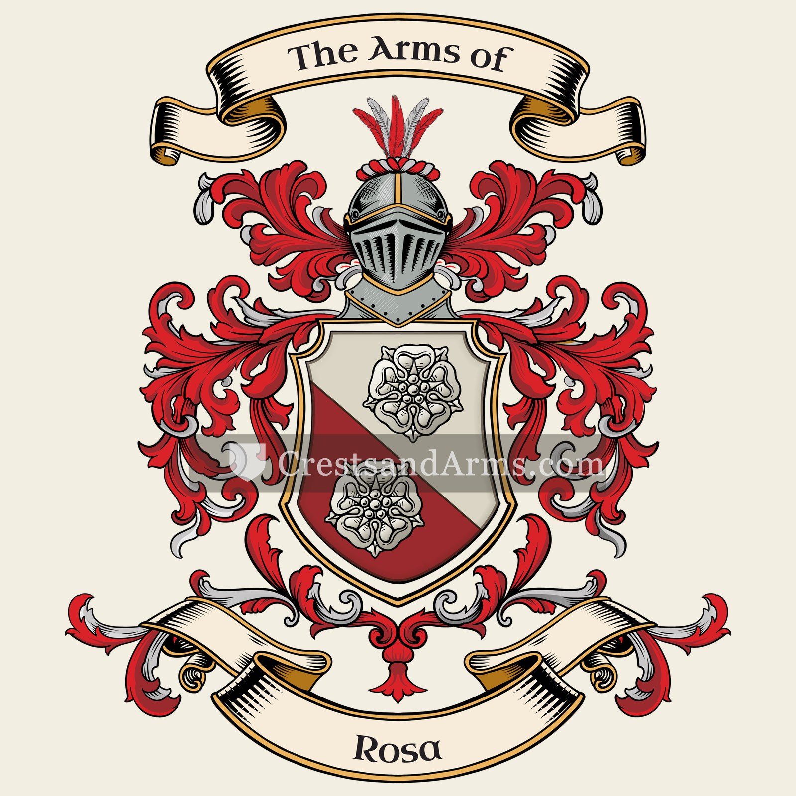 The Rosa coat of arms, drawn from the recorded blazon