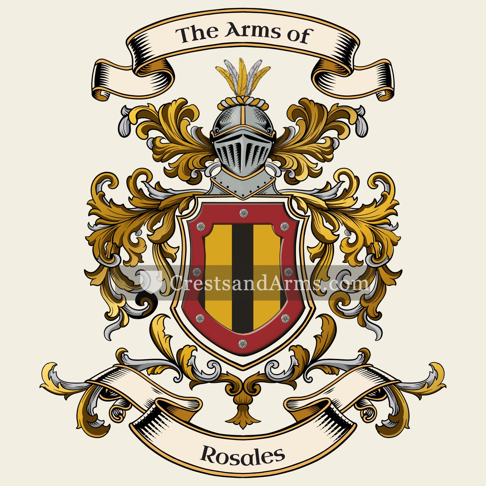 The Rosales coat of arms, drawn from the recorded blazon
