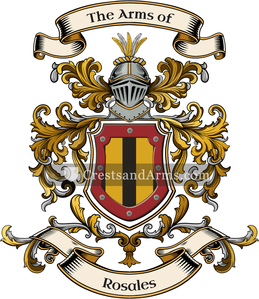 The Rosales coat of arms, drawn from the recorded blazon