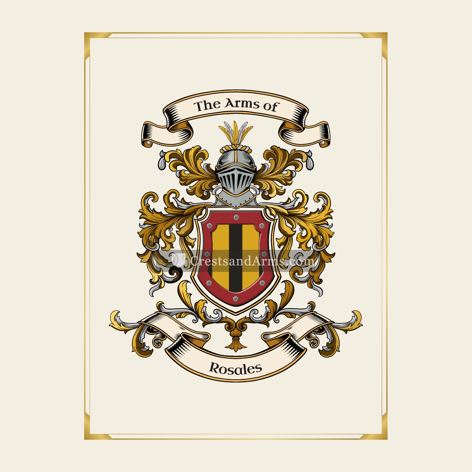 With gold border