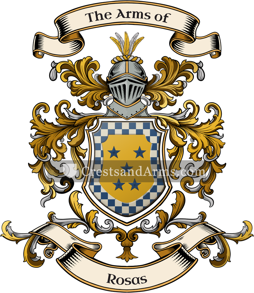 The Rosas coat of arms, drawn from the recorded blazon