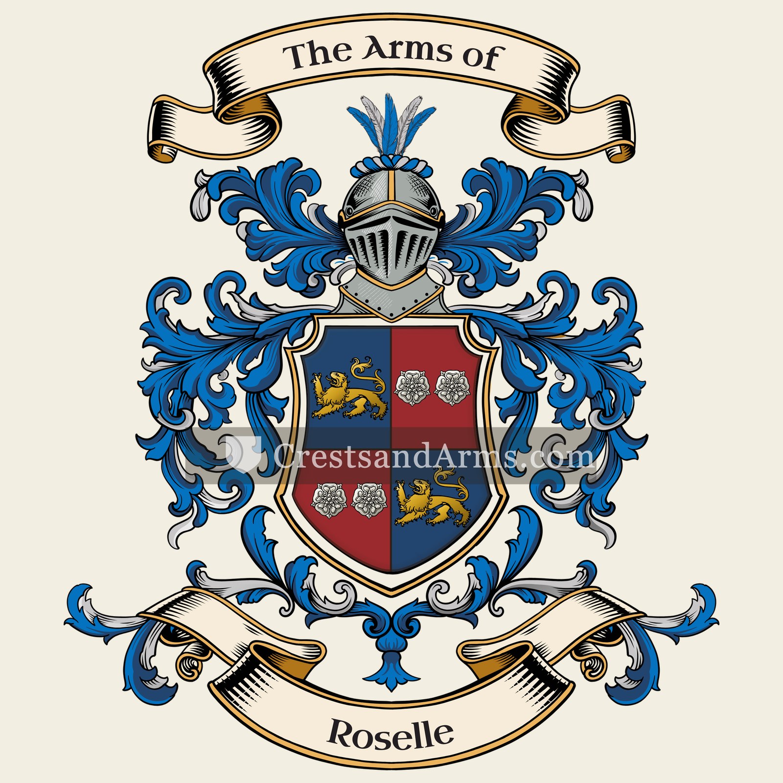 The Roselle coat of arms, drawn from the recorded blazon