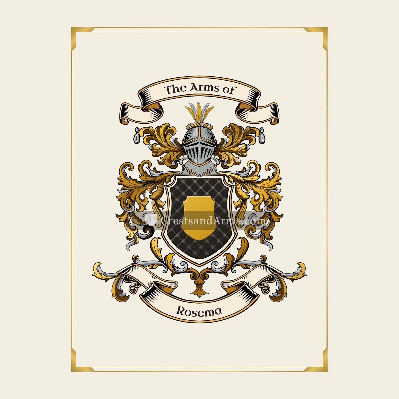 With gold border
