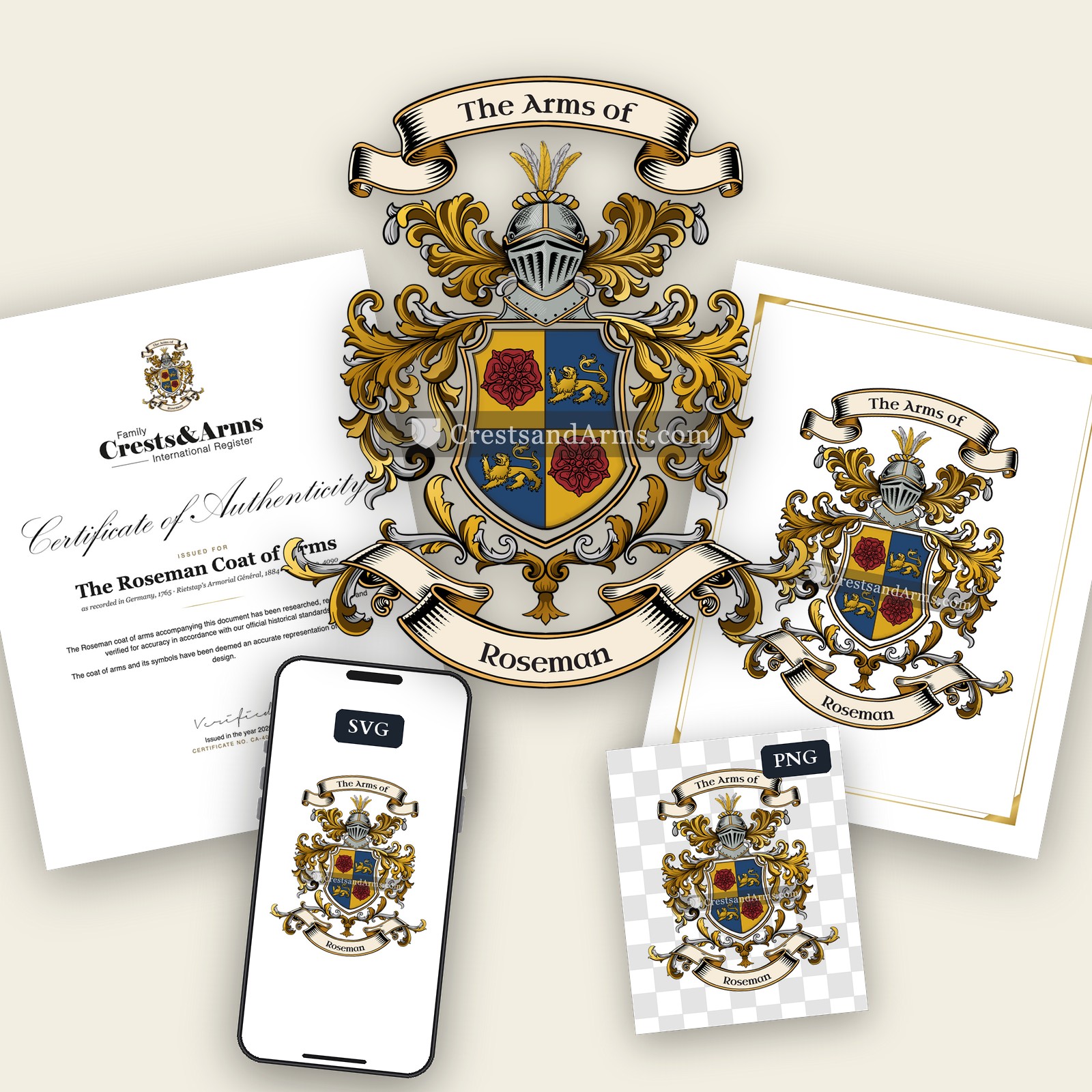 The Roseman arms on the coat of arms — digital pack