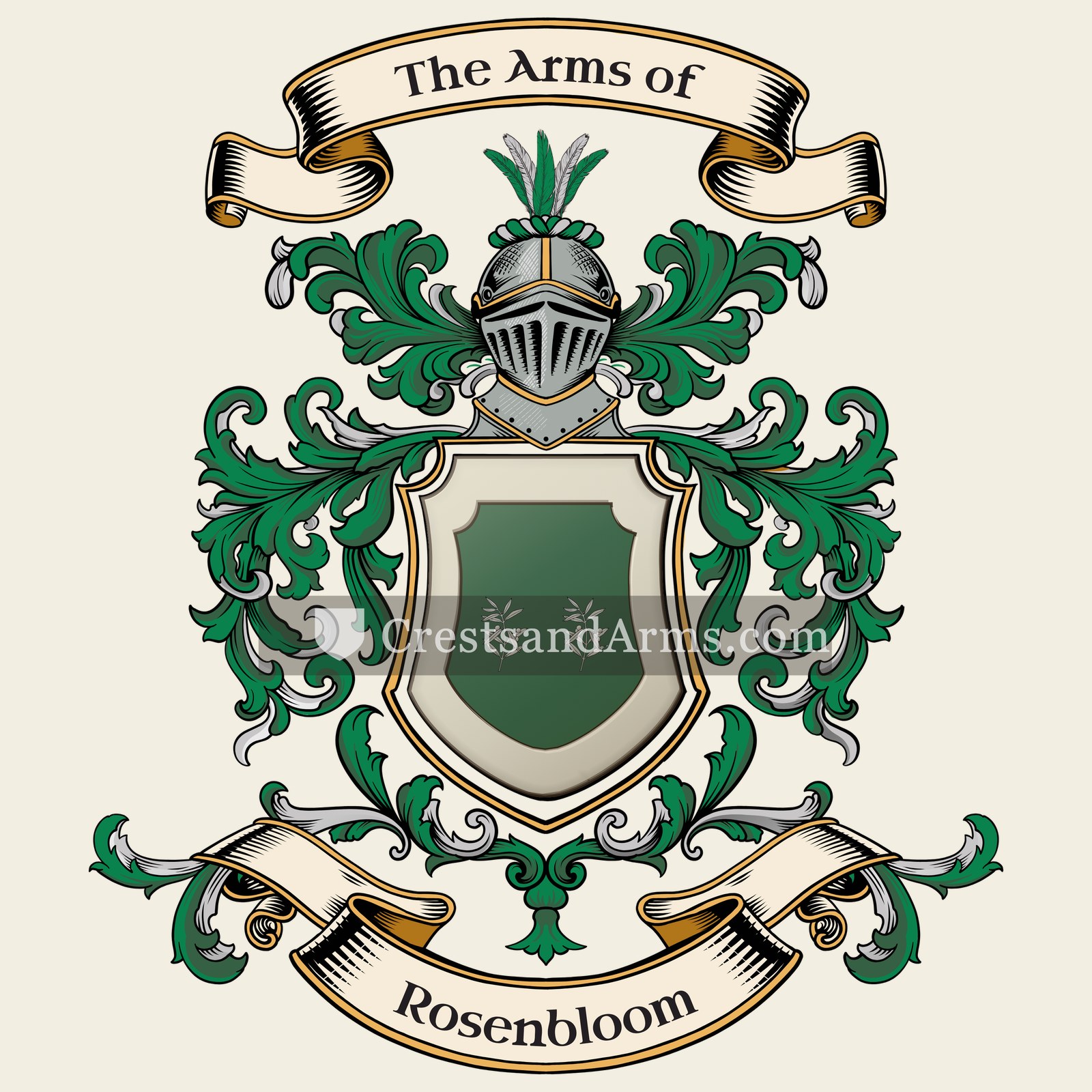 The Rosenbloom coat of arms, drawn from the recorded blazon