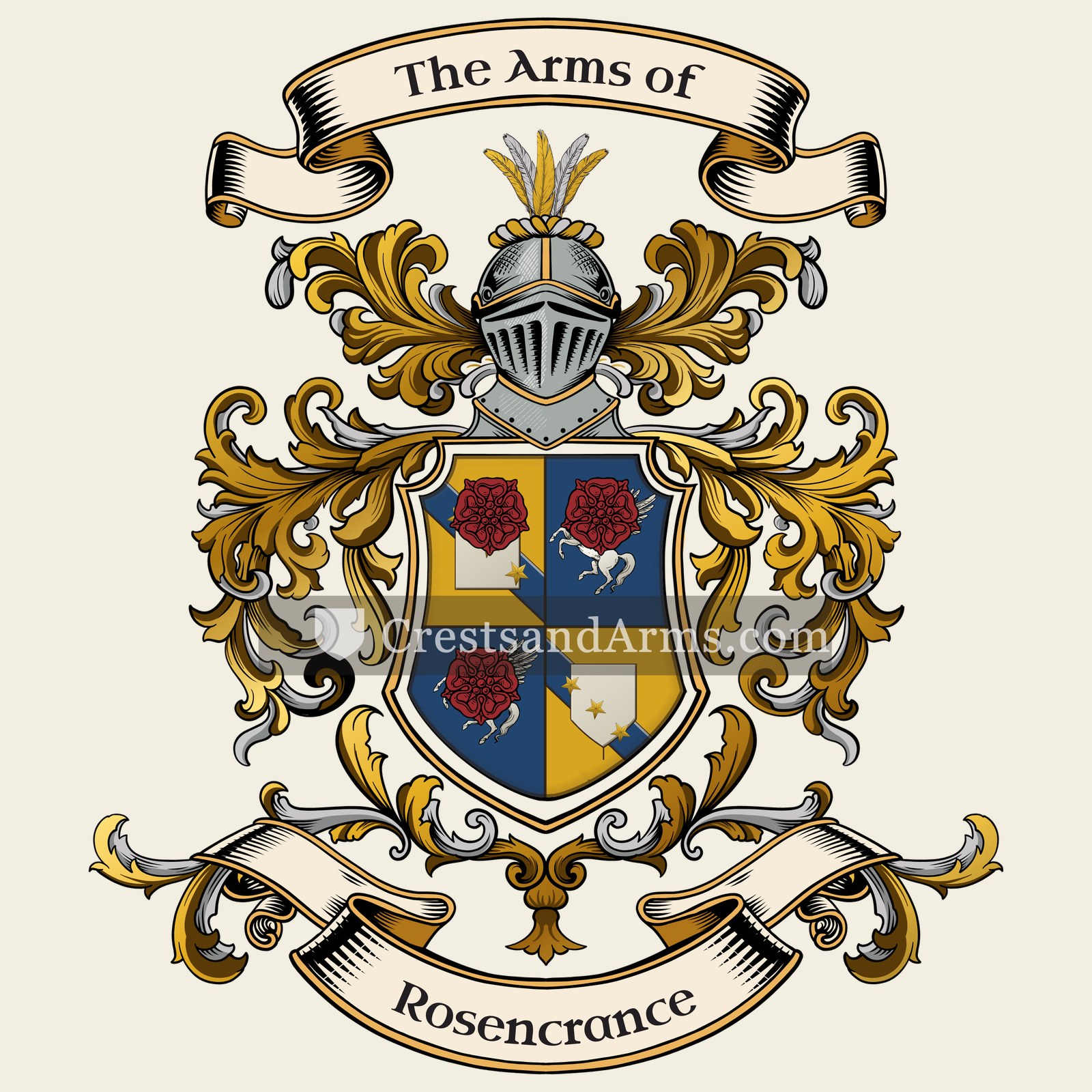 The Rosencrance coat of arms, drawn from the recorded blazon