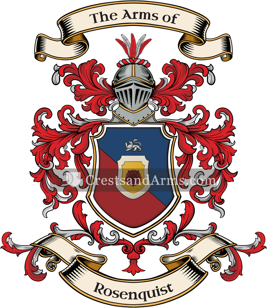 The Rosenquist coat of arms, drawn from the recorded blazon