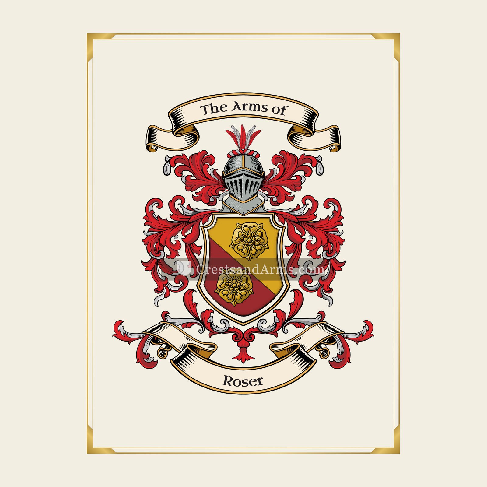 With gold border