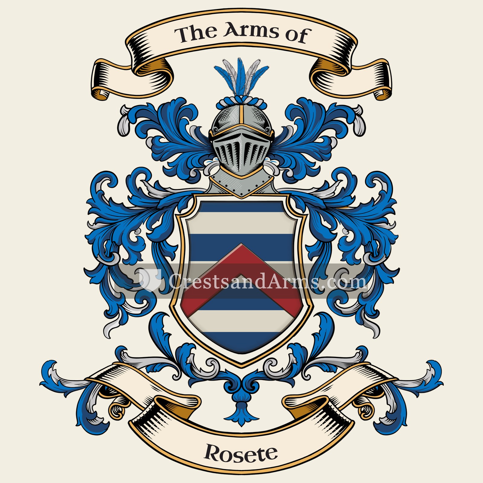 The Rosete coat of arms, drawn from the recorded blazon