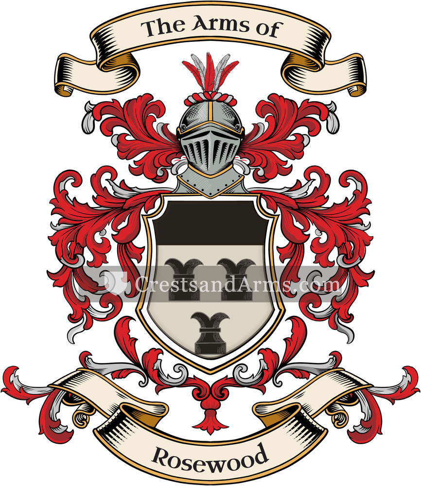 The Rosewood coat of arms, drawn from the recorded blazon
