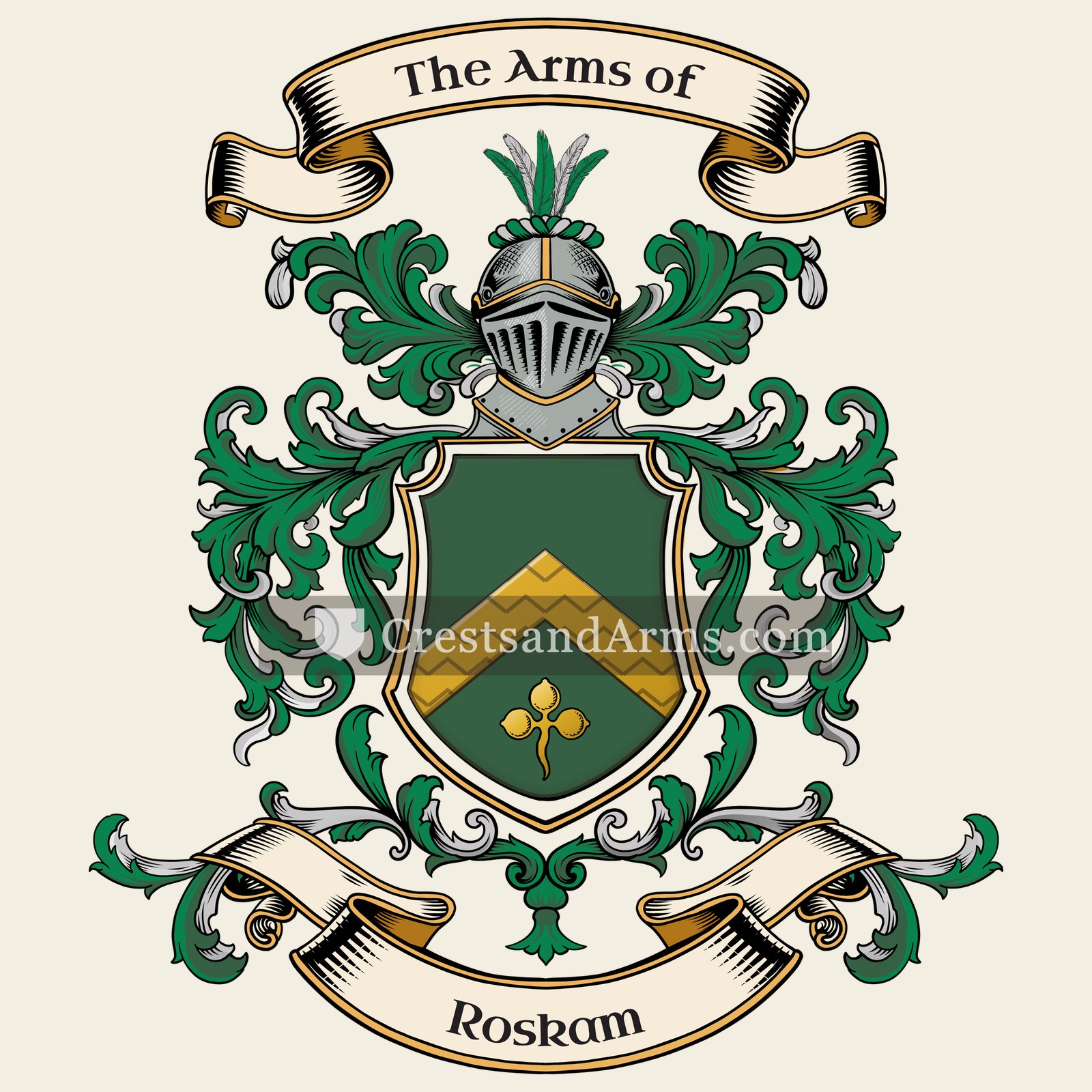 The Roskam coat of arms, drawn from the recorded blazon