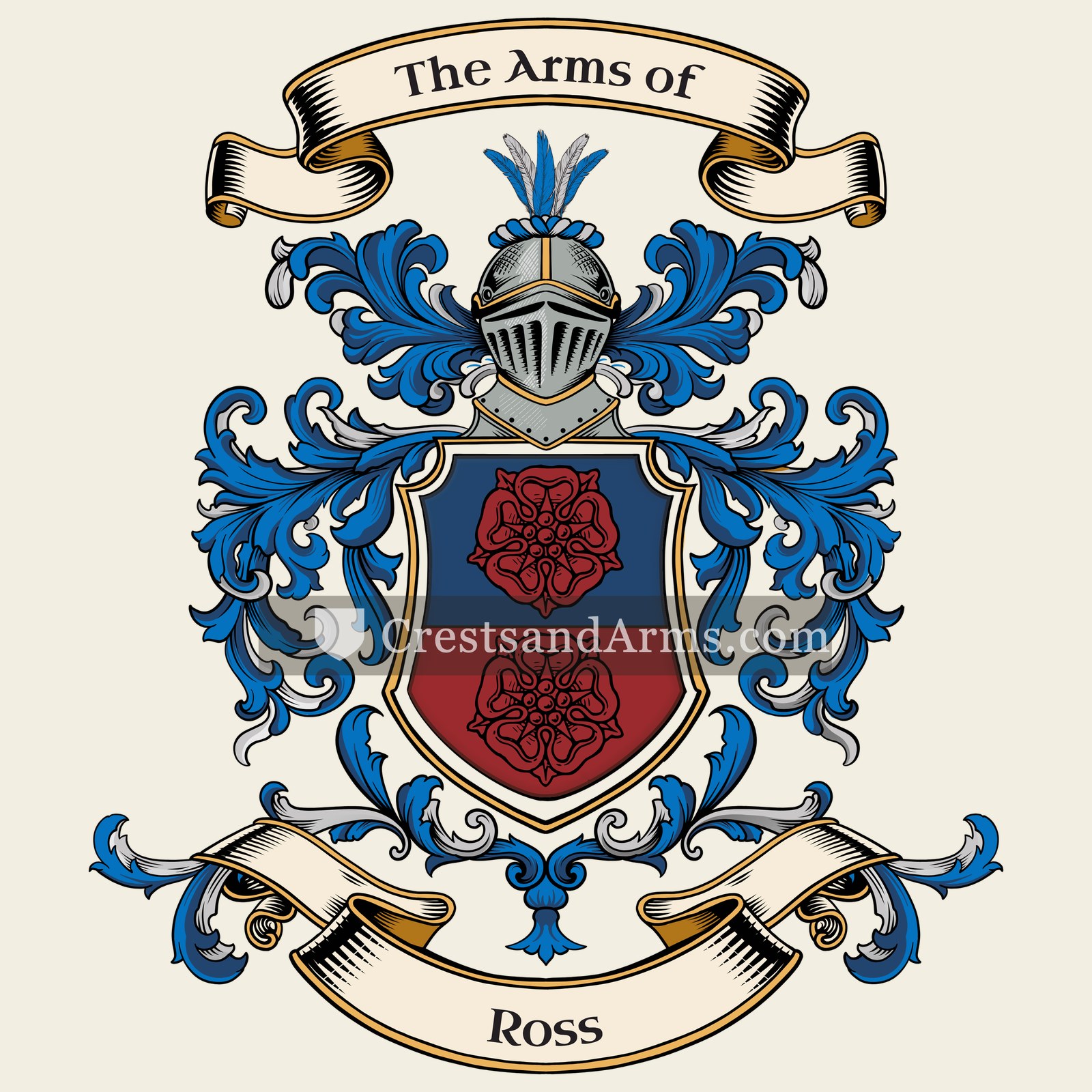 The Ross coat of arms, drawn from the recorded blazon