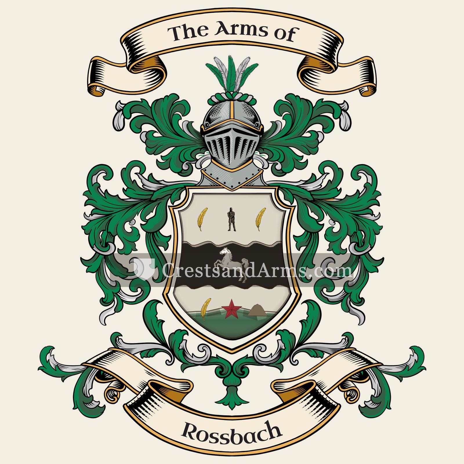 The Rossbach coat of arms, drawn from the recorded blazon