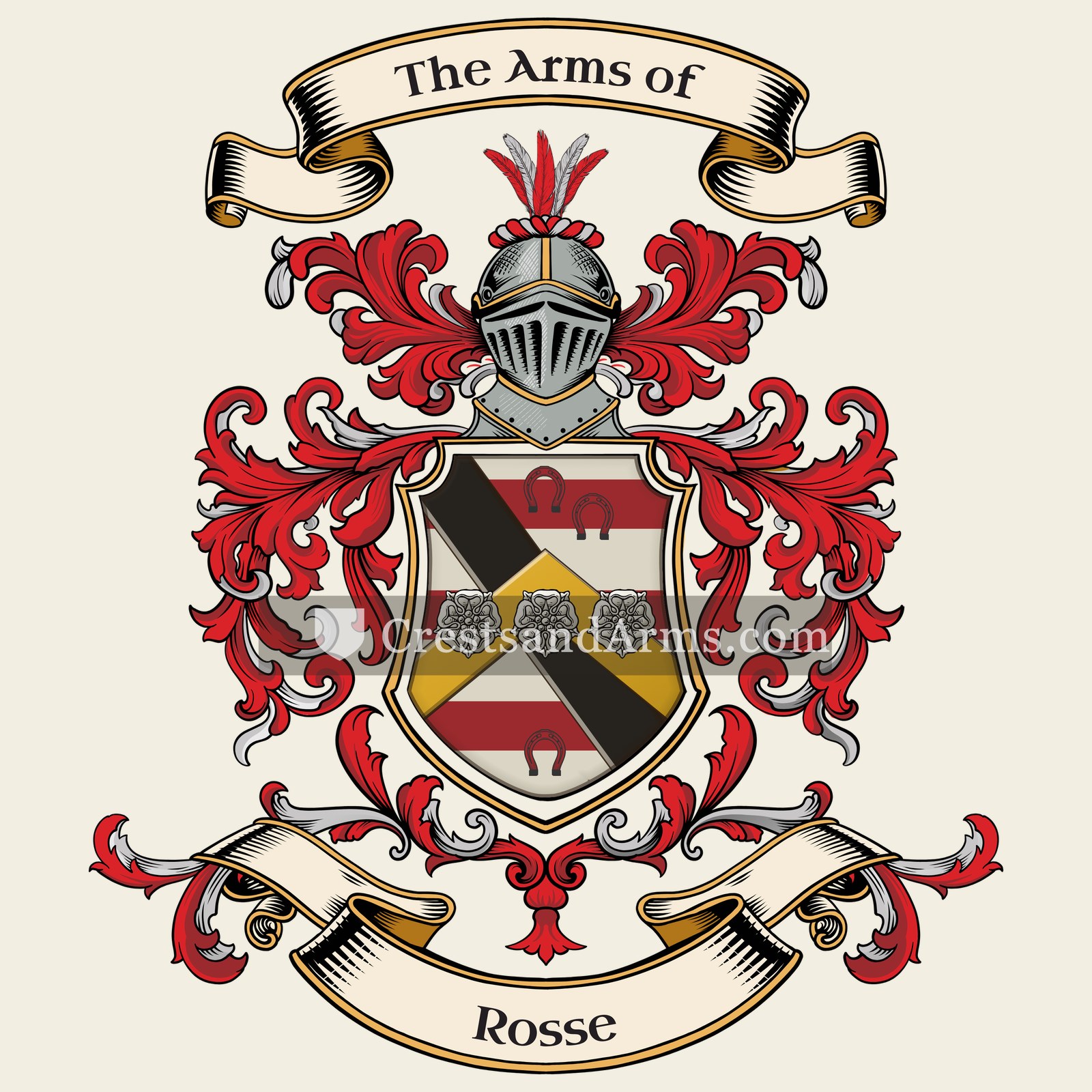 The Rosse coat of arms, drawn from the recorded blazon