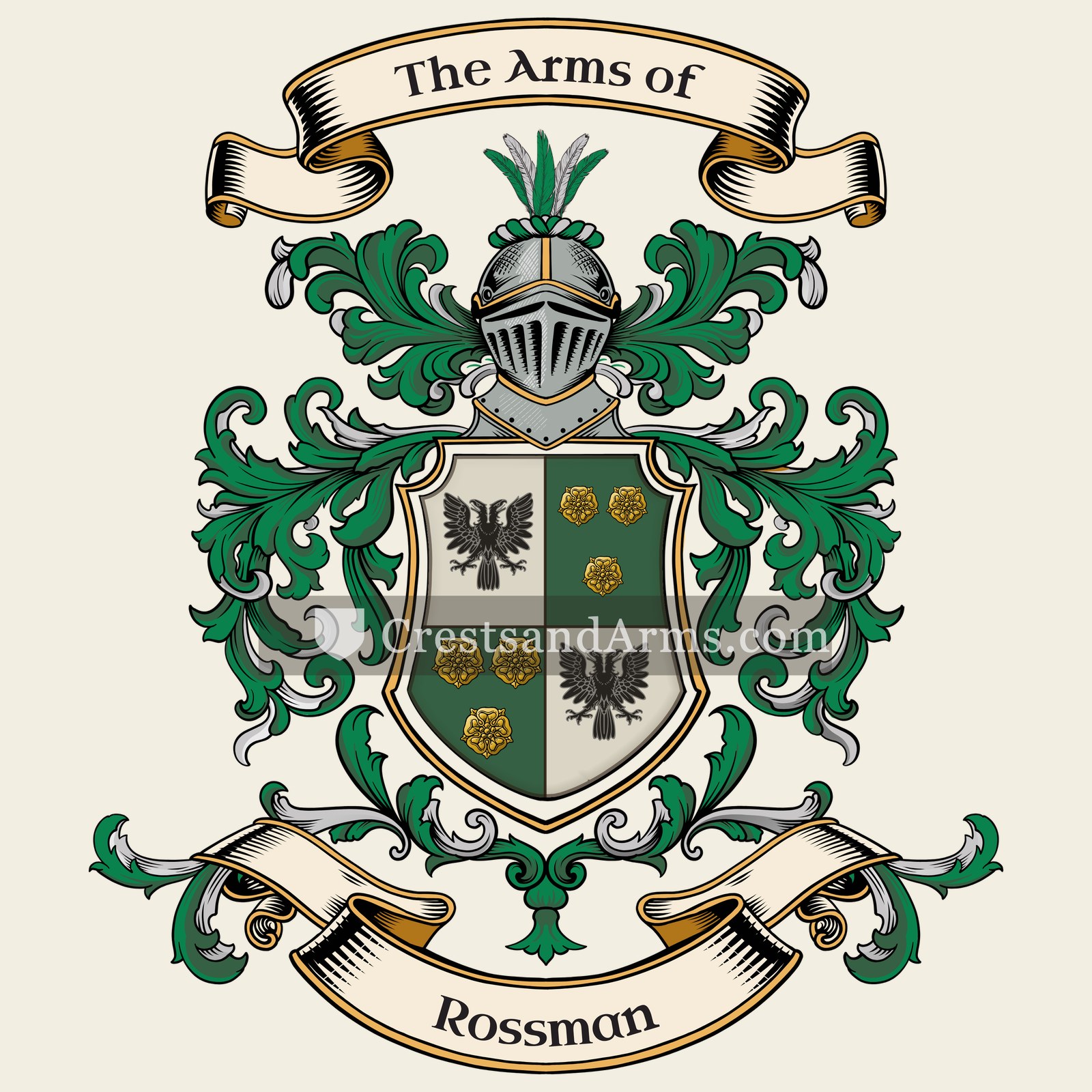 The Rossman coat of arms, drawn from the recorded blazon