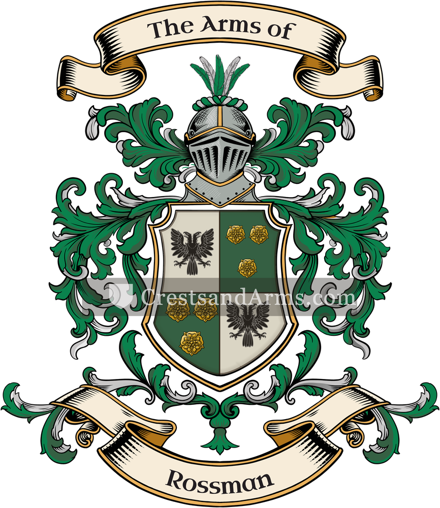 The Rossman coat of arms, drawn from the recorded blazon