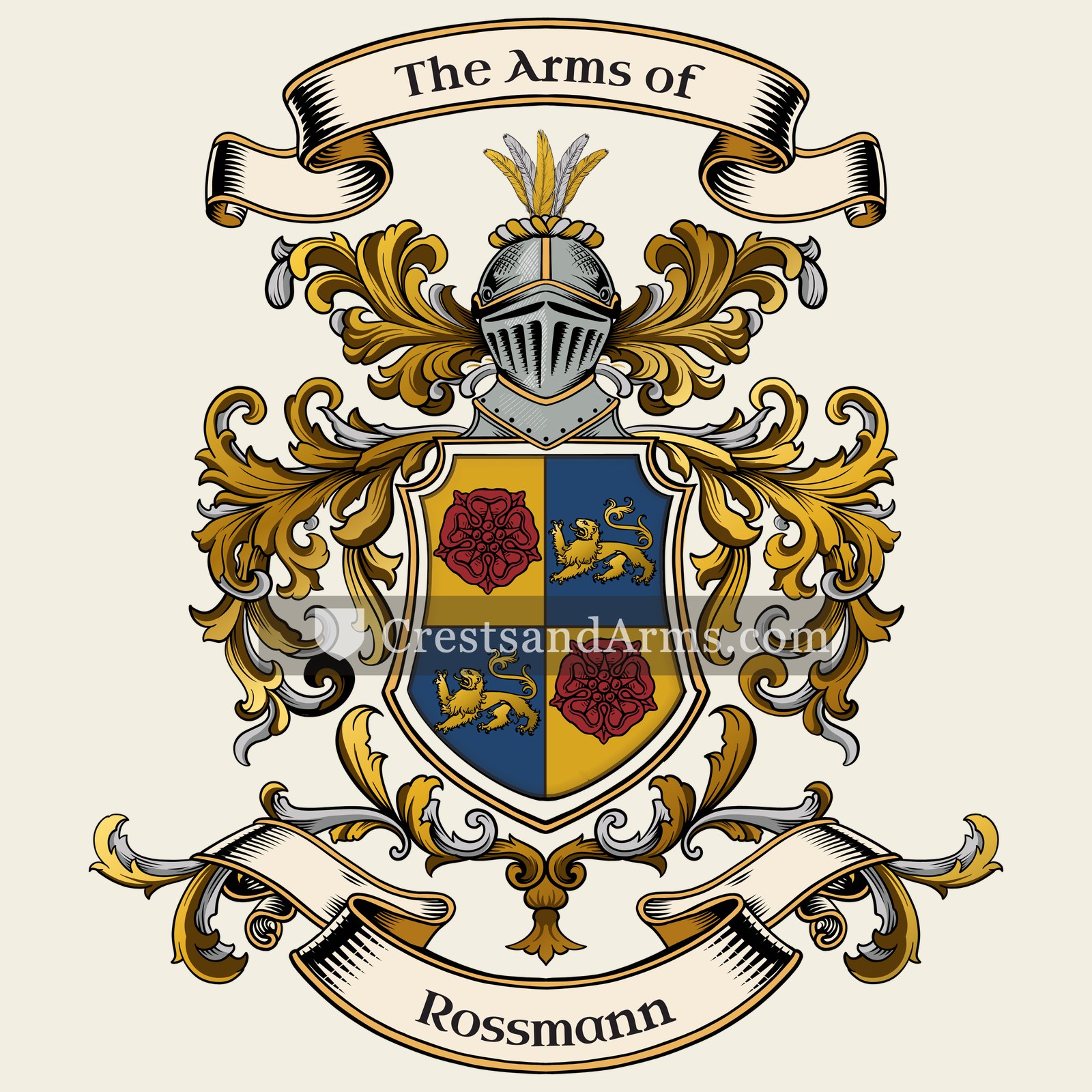 The Rossmann coat of arms, drawn from the recorded blazon