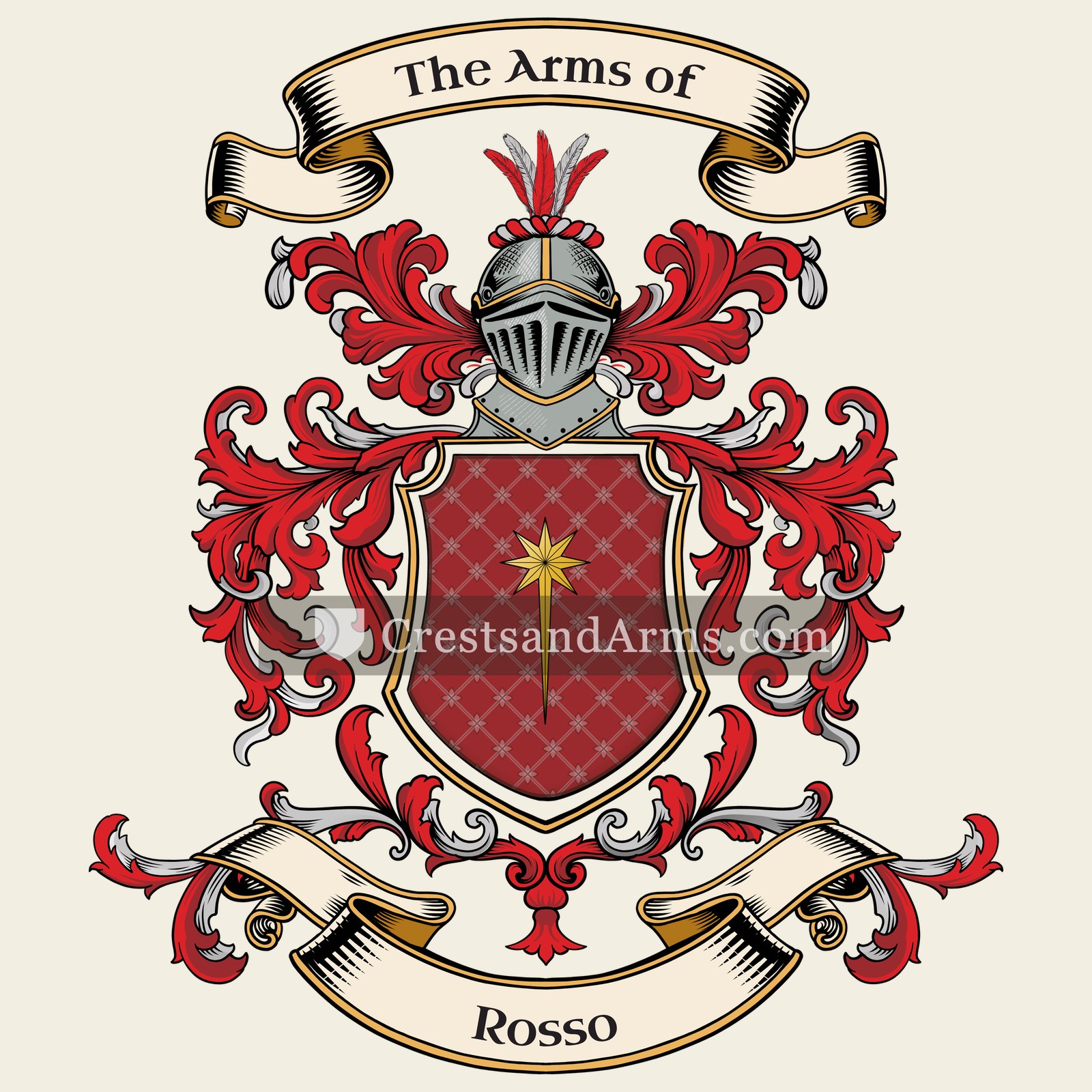 The Rosso coat of arms, drawn from the recorded blazon