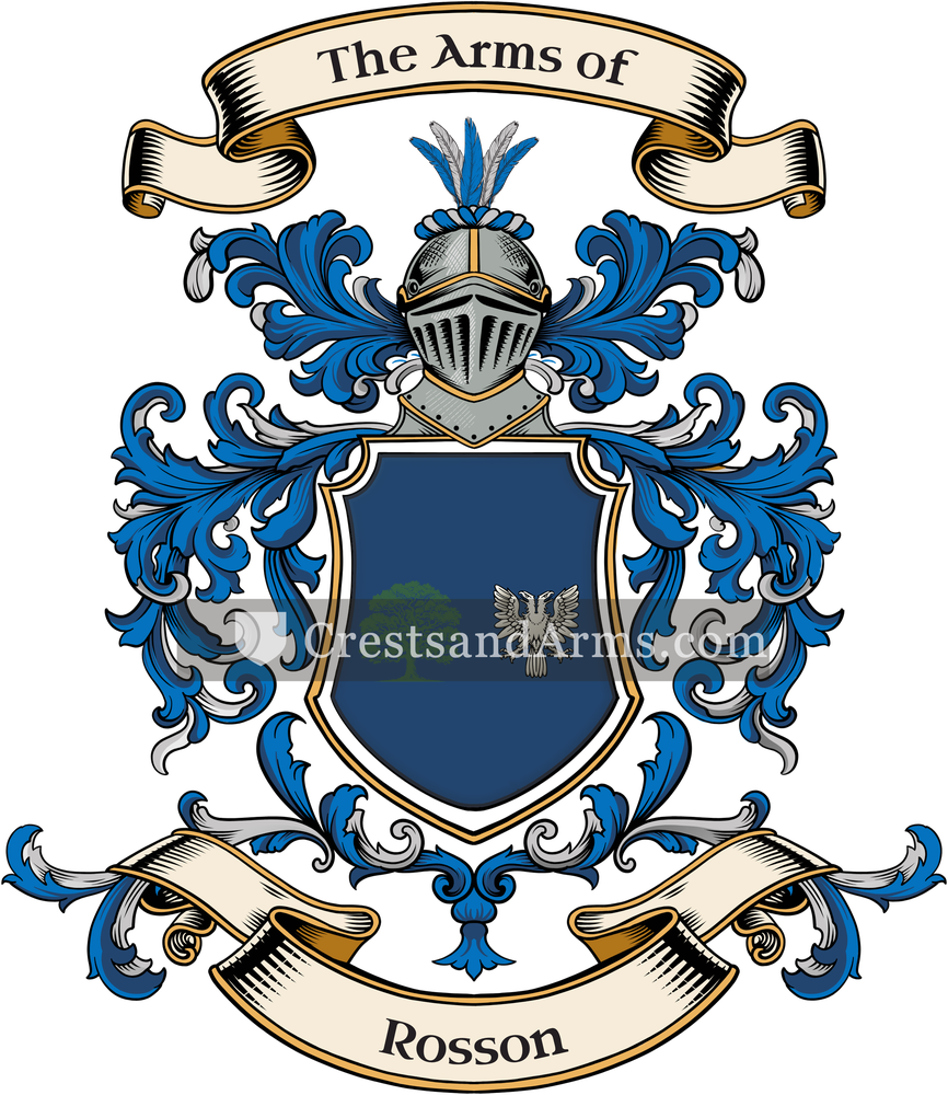 The Rosson coat of arms, drawn from the recorded blazon