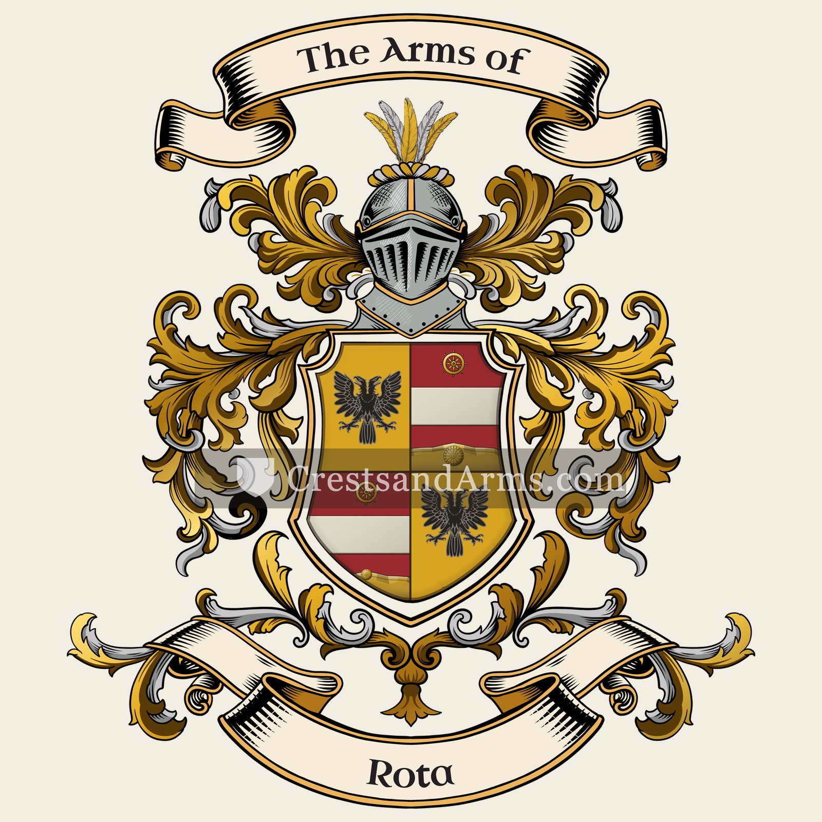 The Rota coat of arms, drawn from the recorded blazon