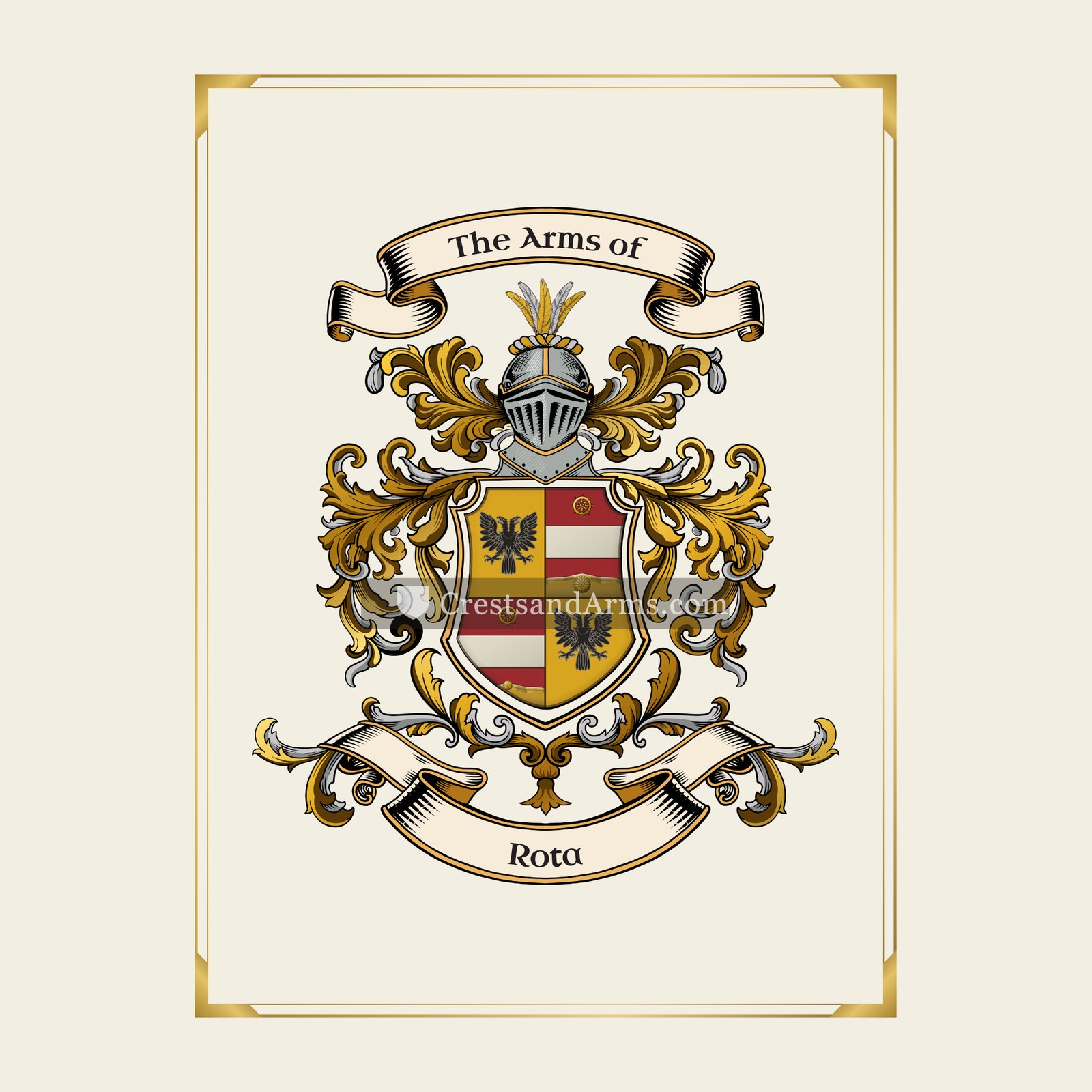 With gold border