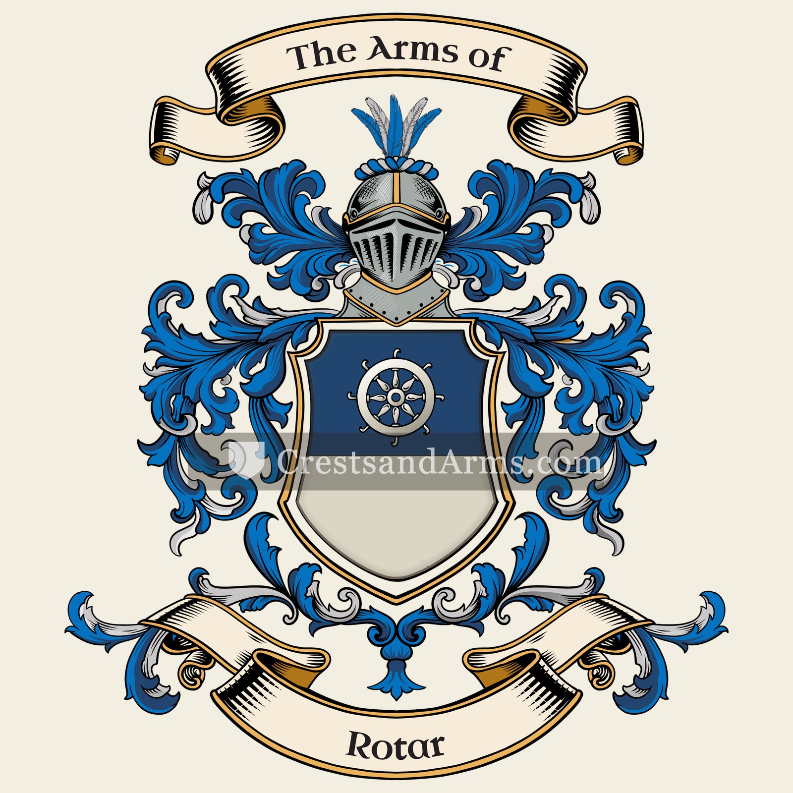 The Rotar coat of arms, drawn from the recorded blazon