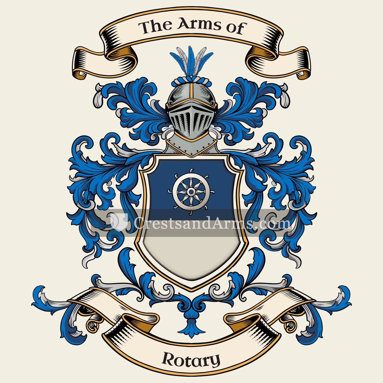 The Rotary coat of arms, drawn from the recorded blazon