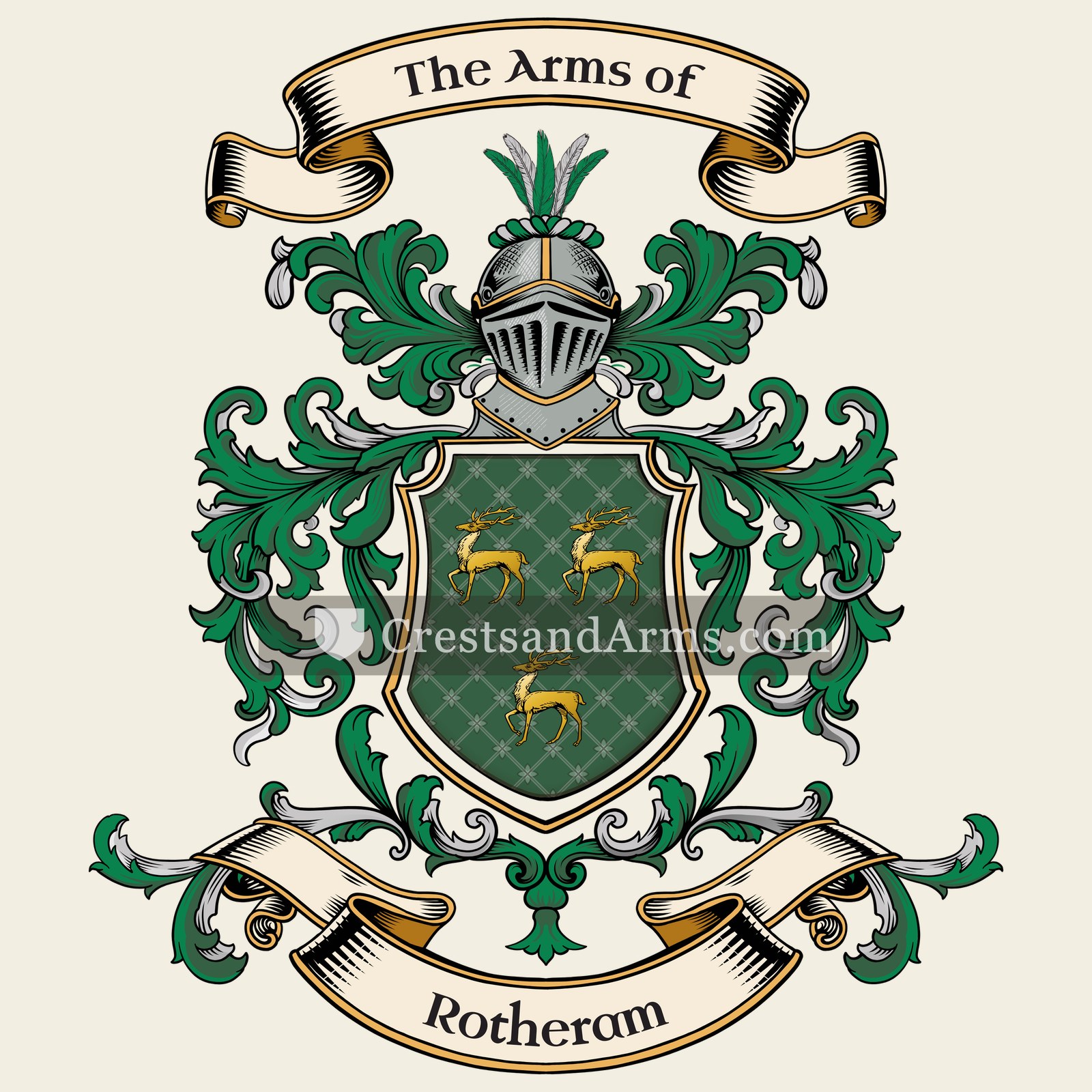 The Rotheram coat of arms, drawn from the recorded blazon