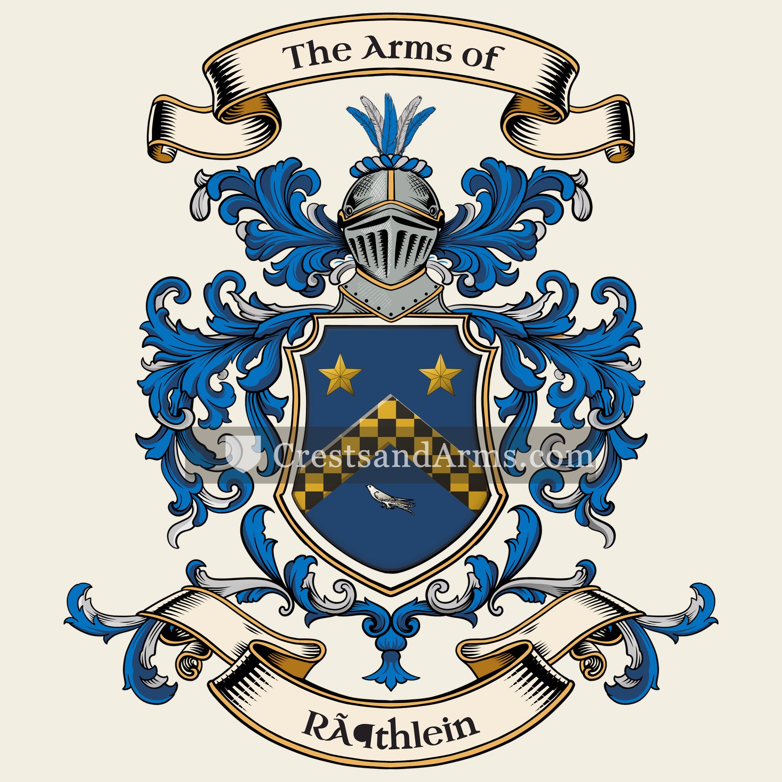 The Röthlein coat of arms, drawn from the recorded blazon